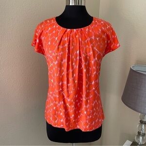 BODEN SILK BLEND SHORT SLEEVE ROUND NECKLINE Orange BLOUSE Size 6